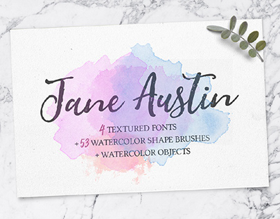 JANE AUSTIN - FREE FONT FAMILY & WATERCOLOR EXTRAS