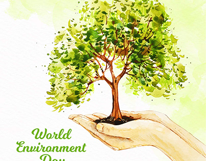 Watercolor world environment day concept