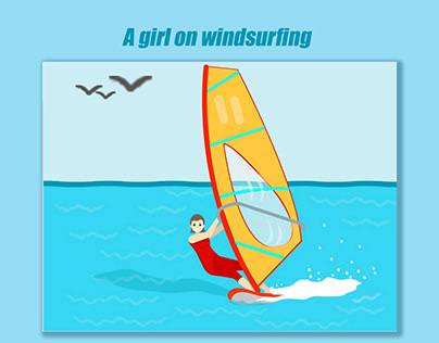A girl on windsurfing (девушка на виндсерфинге)