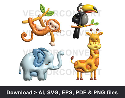 Tropical animal inflated vector illustration
