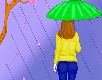 Девушка под дождём