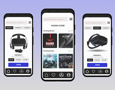 VR Headset Store Mobile App UI
