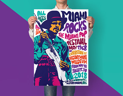 "Miami Rocks" exhibition, poster design, 2018