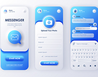 Online messenger concept neumorphic templates set