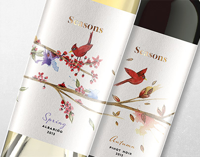 Seasons - Wine label and packaging