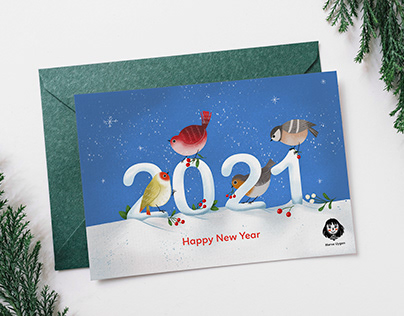 New Year Postcard Illustration