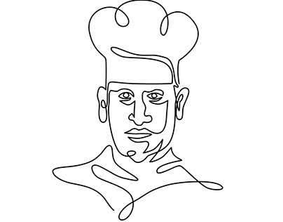 Chef Wearing Toque Hat Continuous Line
