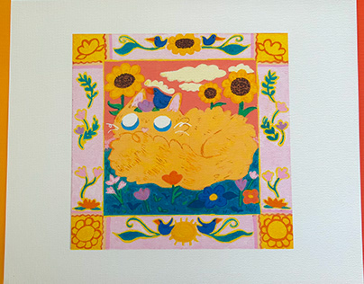 Cat & Sunflowers (+ Bird)