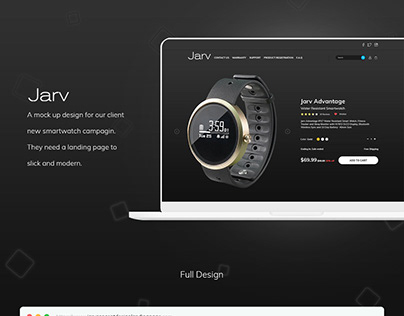 Jarv smartwatch landing page - Mockup Design