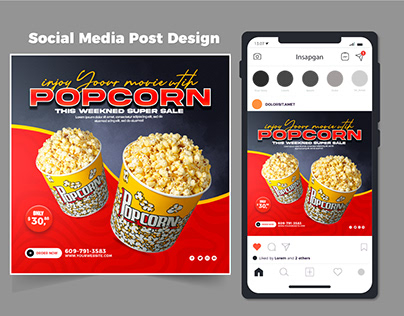 Delicious Popcorn social media post template
