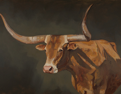 Longhorn Cow Acrylic Painting