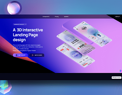 3D interactive landing page Mock up