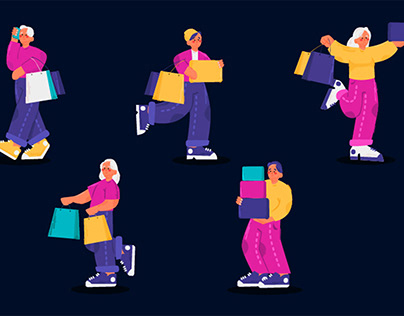 People with Shopping Bag Illustration