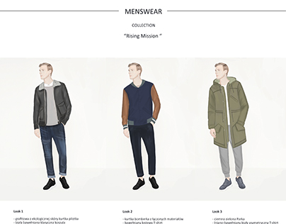 Menswear collection and technical drawing