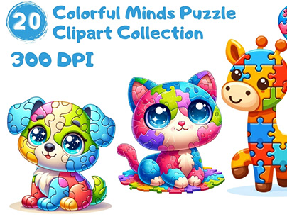 Colorful Minds Puzzle Clipart Collection