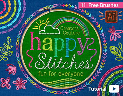 Free Embroidery / Thread Brushes for Illustrator