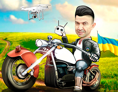 Ukrainian biker illustration