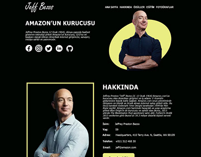 Jeff Bezos Portfolyo Web Sitesi Tasarımı