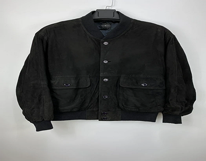 80s Bomber Black Suede Leather Jacket