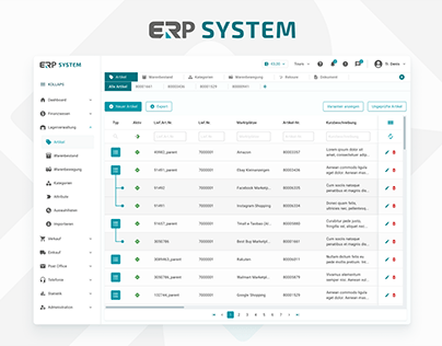 ERP system ( Material-UI Kit, Component Data grid )