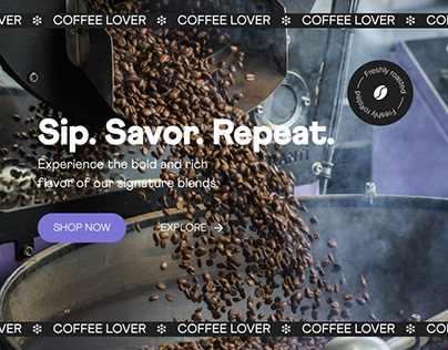 Home page for the roastery website