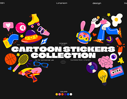 Retro 90s cartoon stickers colletion