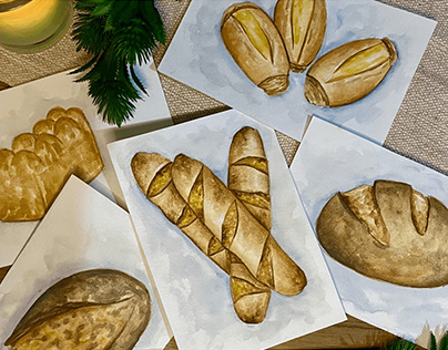 Ilustração de pães artesanais