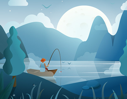 Fishing in the moonlight