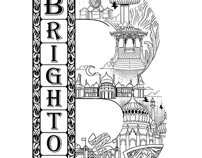 Illustration letter B for Brigthon with unique landmark