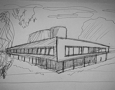 villa savoye (le corbusier) sketch - villa savoye eskiz