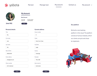 Yobota My Account Design