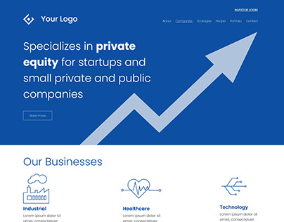 Private equity landing page concept