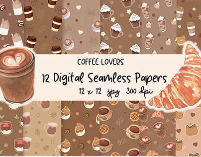 Coffee Digital Papers Patterns