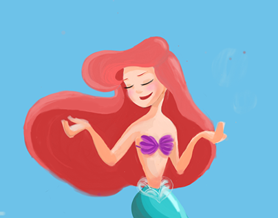 ipad sketching, ariel, a little mermaid,
