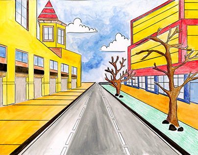Street scene - one-point perspective