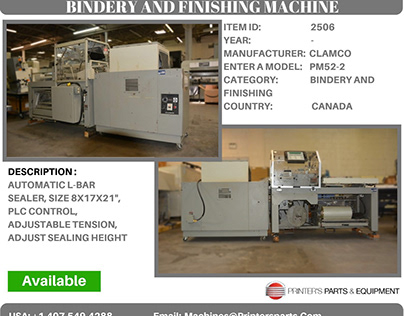 Buy Used CLAMCO SHRINK WRAPPING Bindery and Finishing