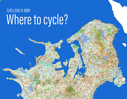 Cycling map of Sjælland and Møn, Denmark