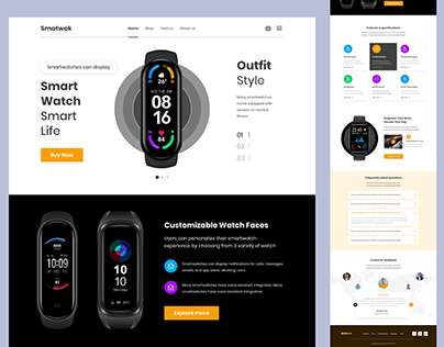 Smartwatch website landing page UI design