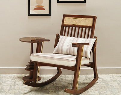 Buy Aranya Teak Wood Rocking Chair (Teak Finish)