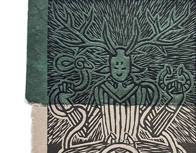 Cernunnos, The Horned God - Linocut Print