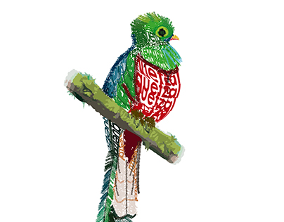 Ilustración con tipografía "Quetzal"