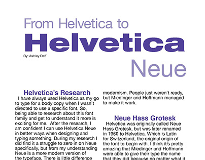 Helvetica to Helvetica Neue