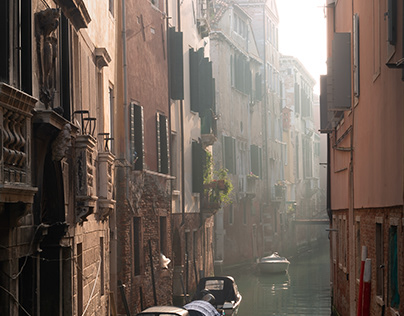 Misty canal in Venice