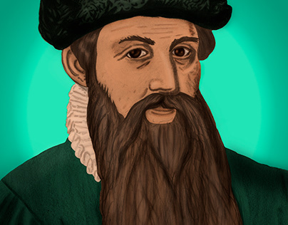 Ilustración de retrato “Johannes Gutenberg”