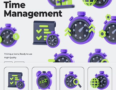 Time Management 3D Icons