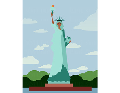 July 4th Independence Day Statue of Liberty USA Vector
