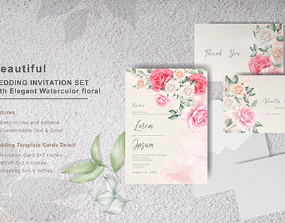 Wedding Invitation cards with Elegant Watercolor floral