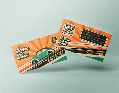 Business card for taxi agency in retro style