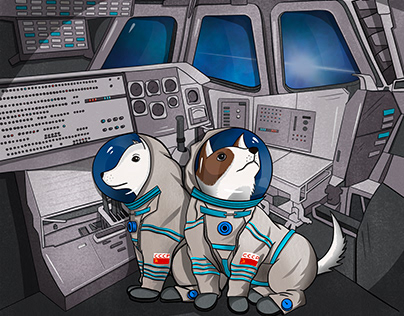 Illustration of Belka and Strelka - the space dogs