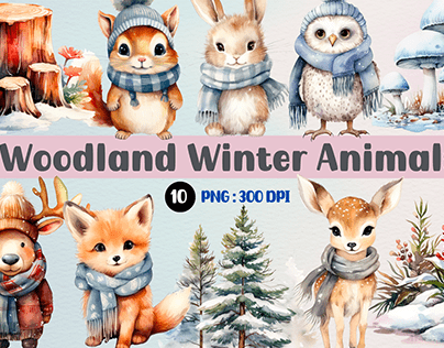 woodland winter animals